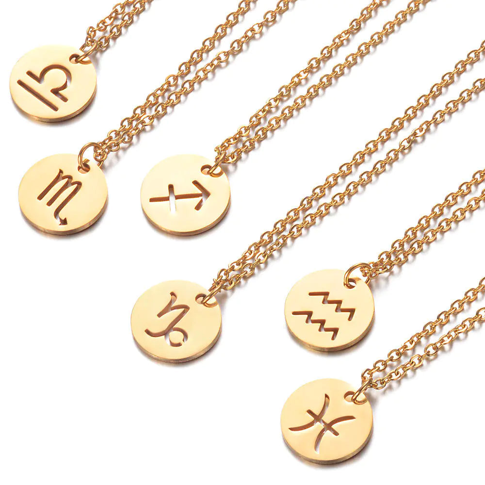 Hollow 12 Zodiac Necklaces for Women - Vintage Style