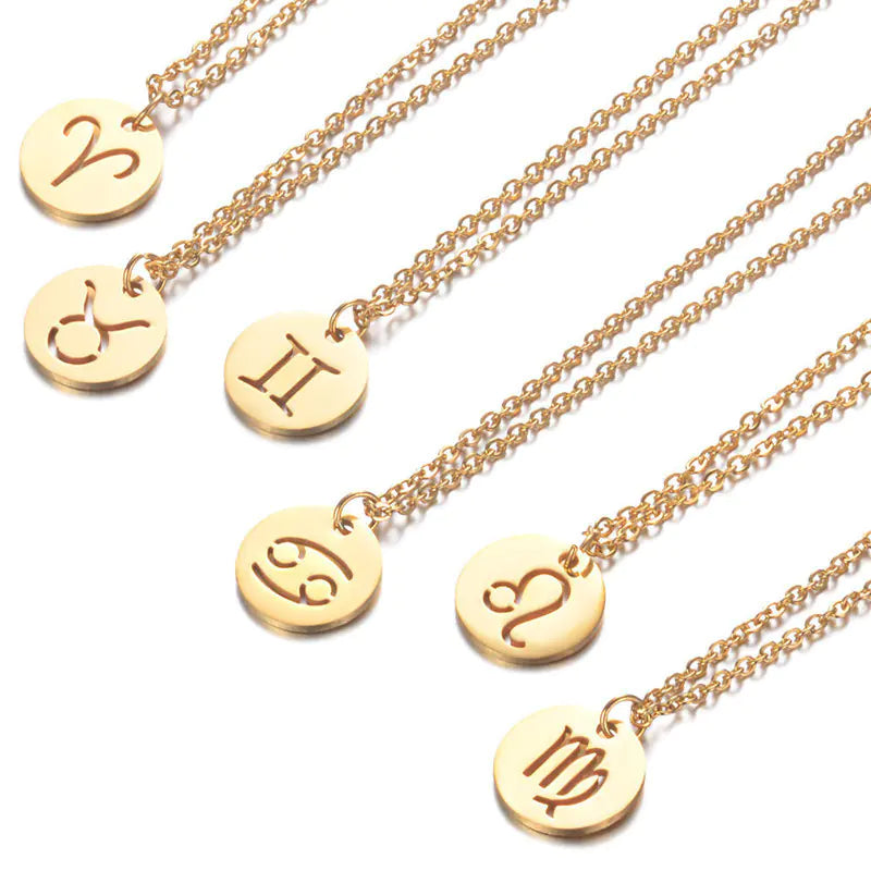 Hollow 12 Zodiac Necklaces for Women - Vintage Style