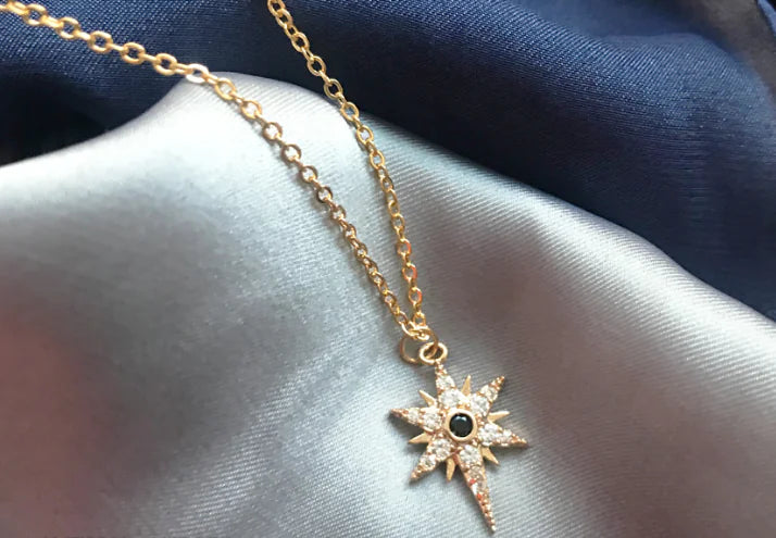 Gold-Plated Zircon Devil Eye and Star Cross Necklaces