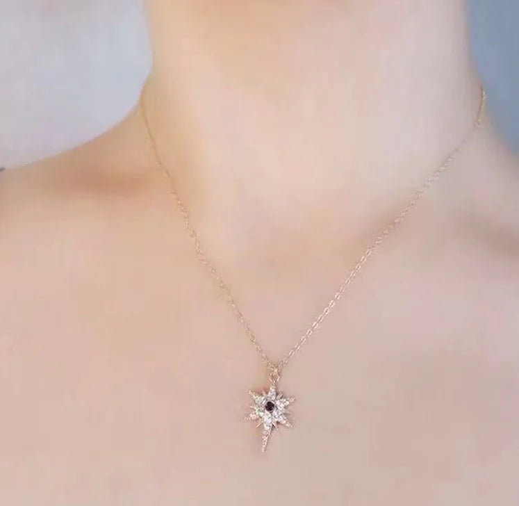 Gold-Plated Zircon Devil Eye and Star Cross Necklaces