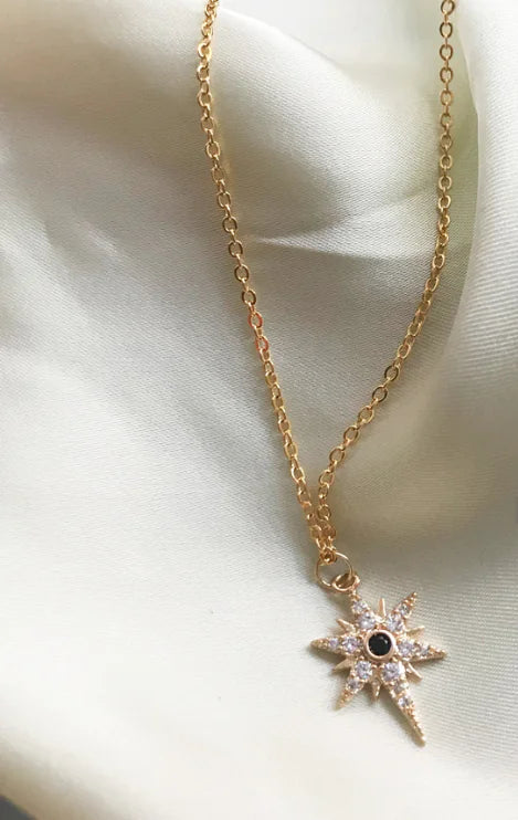 Gold-Plated Zircon Devil Eye and Star Cross Necklaces
